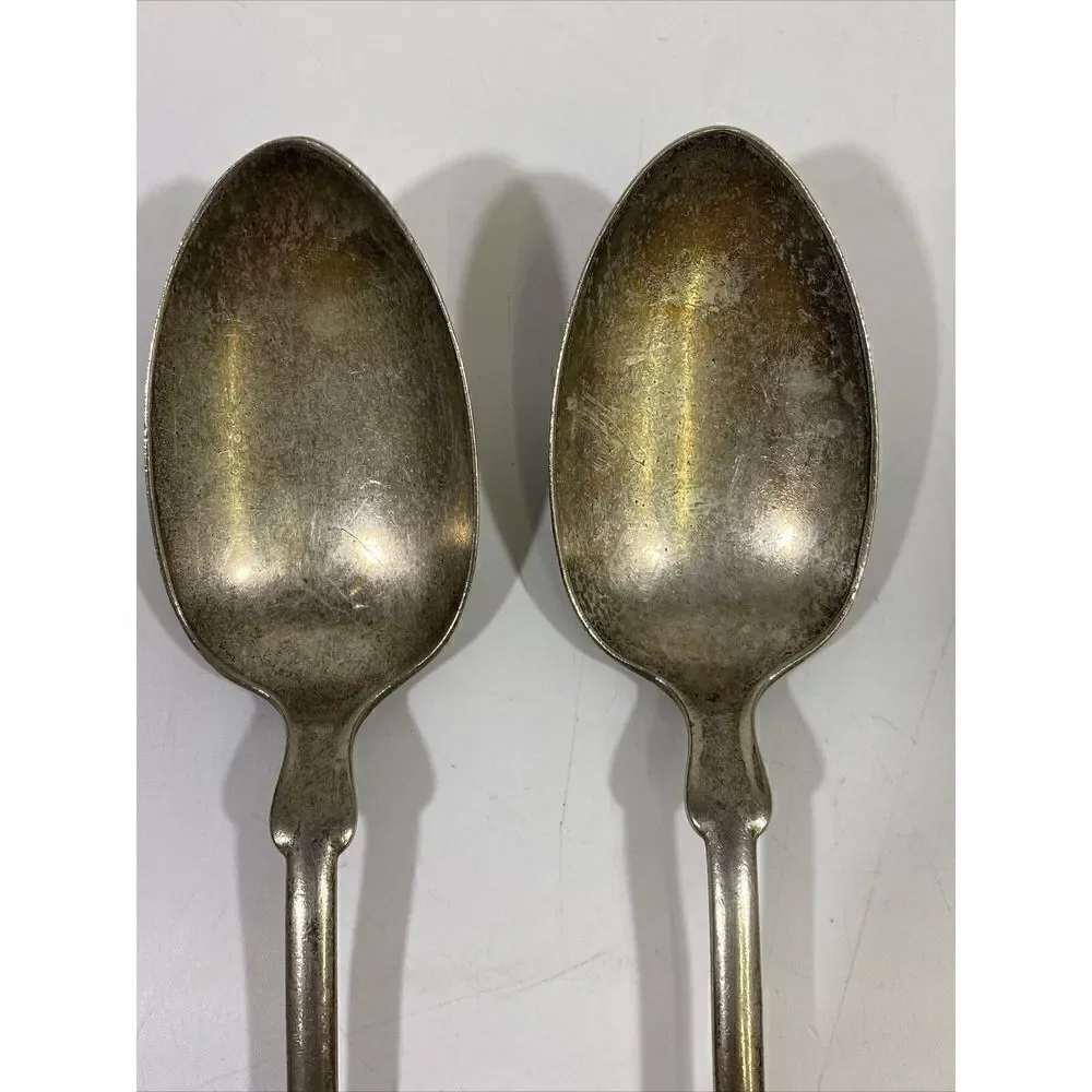 Vintage Rogers Silverplate Serving Spoon Set (2) Tipped Pattern Anchor AA 8”‎
